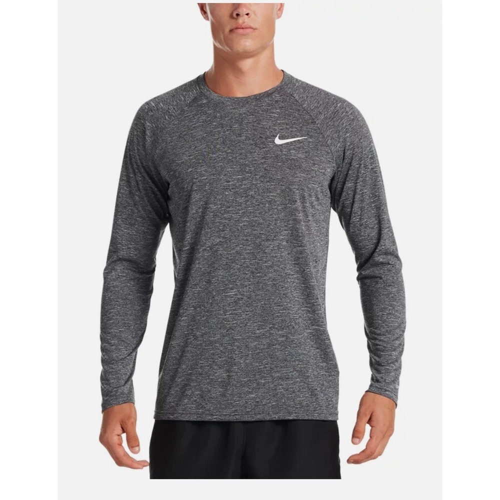 Nike Swim shirt‎ Mens M Gray Dri-FIT Rash Guard UPF 40 Long Sleeve Heathered